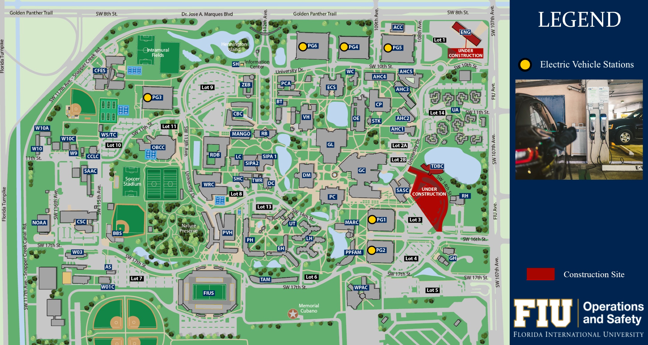 Map of EV charging stations at MMC